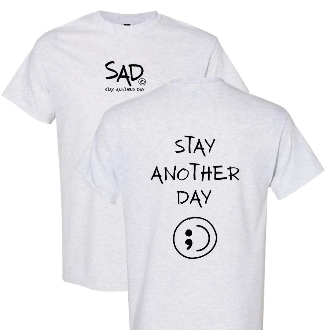 Stay Another Day Men's Graphic Cotton T-Shirt, Casual Streetwear Crewneck with Minimalist Style for Mental Health Awareness
