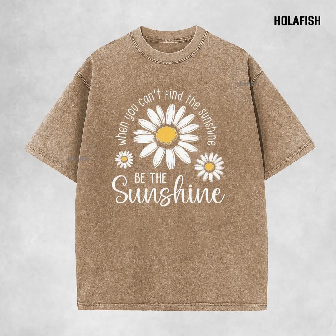 Holafish Women's Acid Washed Vintage Cotton T-Shirt - Unisex Relaxed Fit Shortsleeve Layer Top with Trendy Graphic, Durable Fabric, Pairable with Jeans