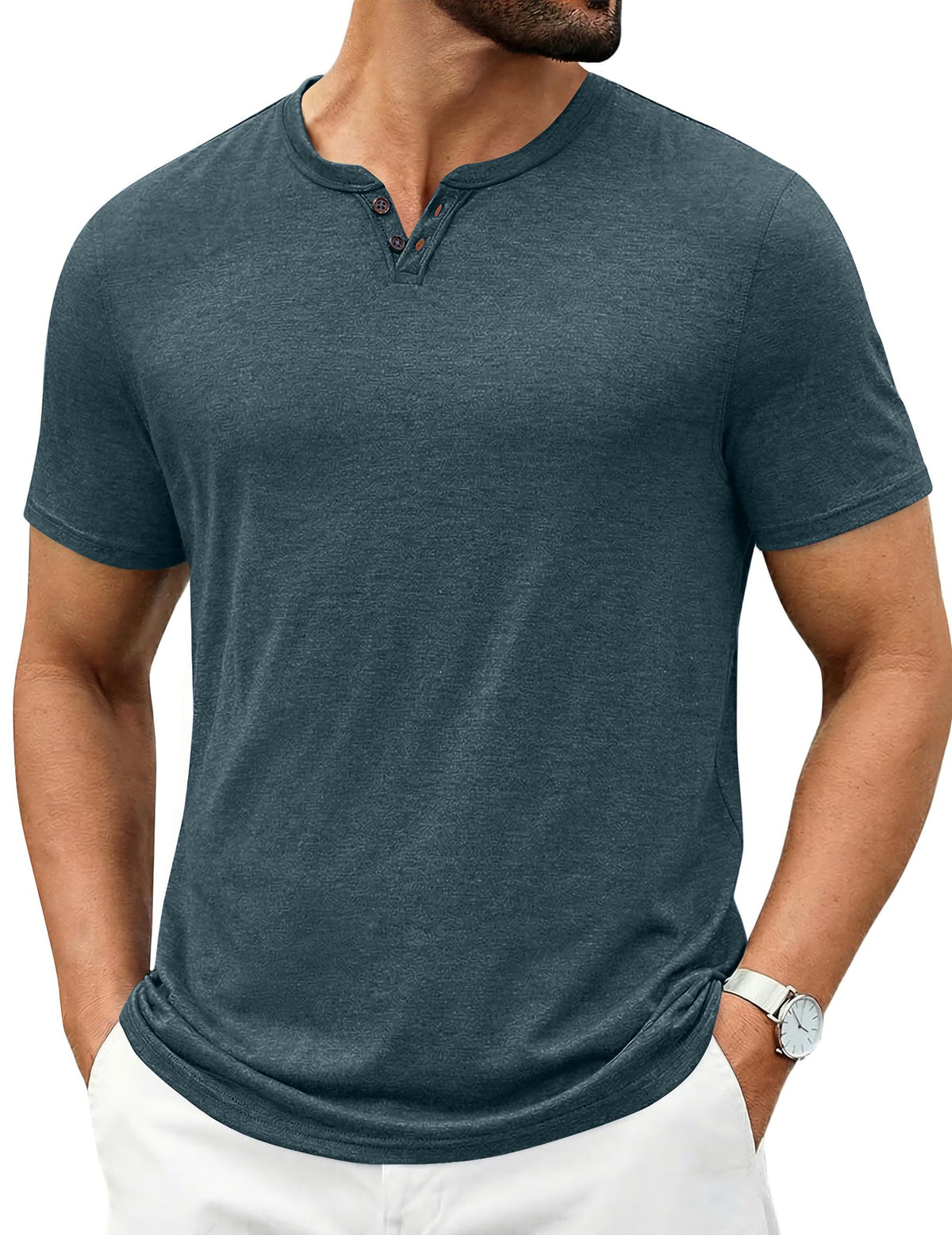 COOFANDY Men's T Shirts Short Sleeve Casual V Neck T-Shirt Soft Notch Neck Tee Classic Plain Shirts
