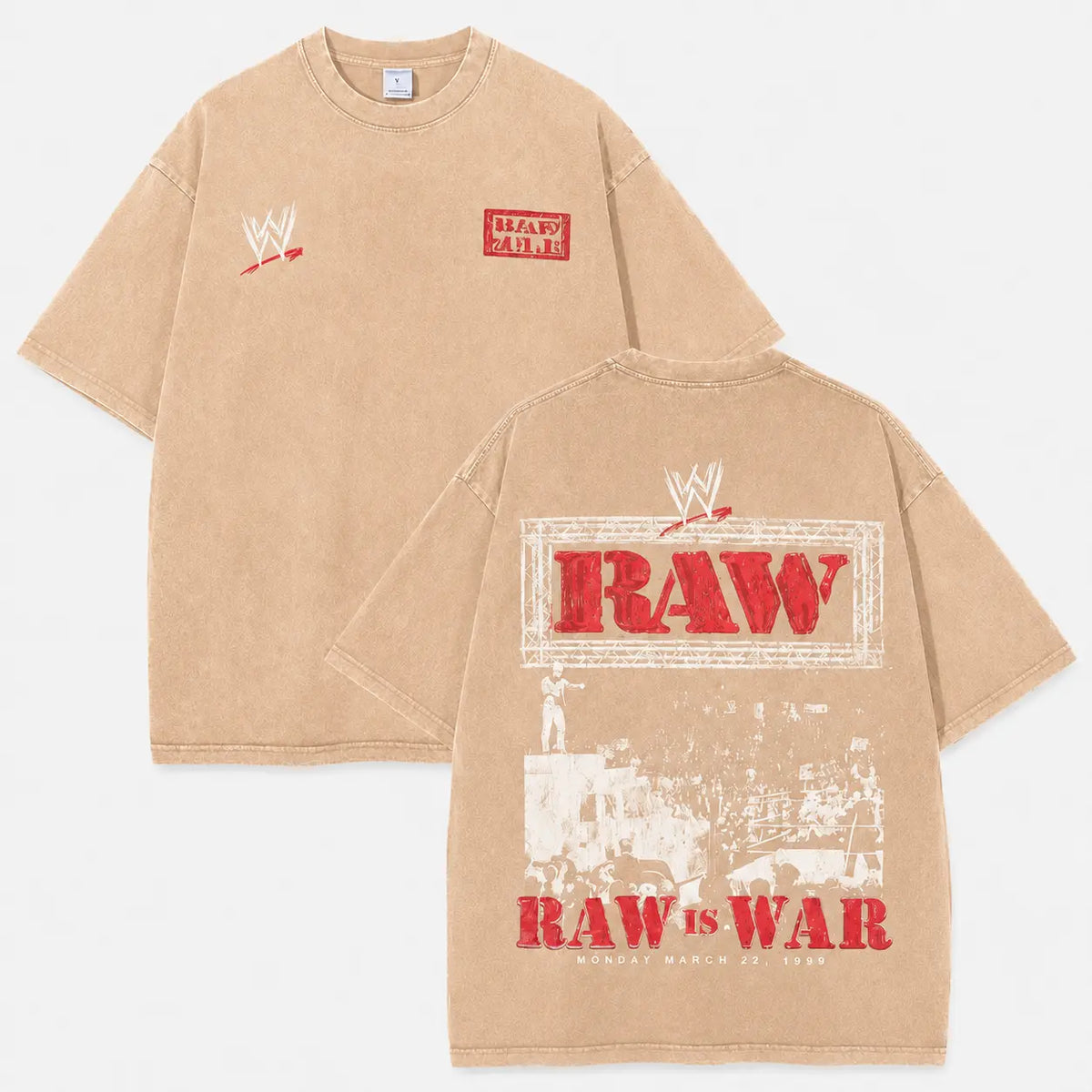 Oversize Shirt WWE RAW Legends Washed Graphic Tee Premium Cotton Oversized Streetwear Short Sleeve Crewneck Soft Comfortable Casual Summer Top Trendy Retro Apparel Daily Outfit Perfect Gift For Wrestling Fans Adult Men