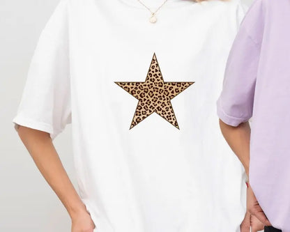 Comfort Colors  Leopard Print Star shirt Cheetah Print Star Shirtc Tee clothing
