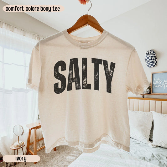 Comfort Colors Salty Boxy Crop Shirt Trendy Beach Shirt Summer Baby Tee Vacation Shirt Salty Shirt Gift For Her Sarcastic Shirt