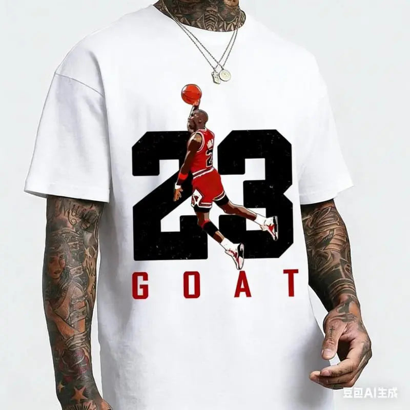 Number 23 Jumpman Tribute T-Shirt – Clean Retro Basketball Tee with Iconic Dunk Pose and Bold Typography for Hoopers & Fans graphic tees men funny shirts,t-shirt   good graphic tees Cotton Menswear