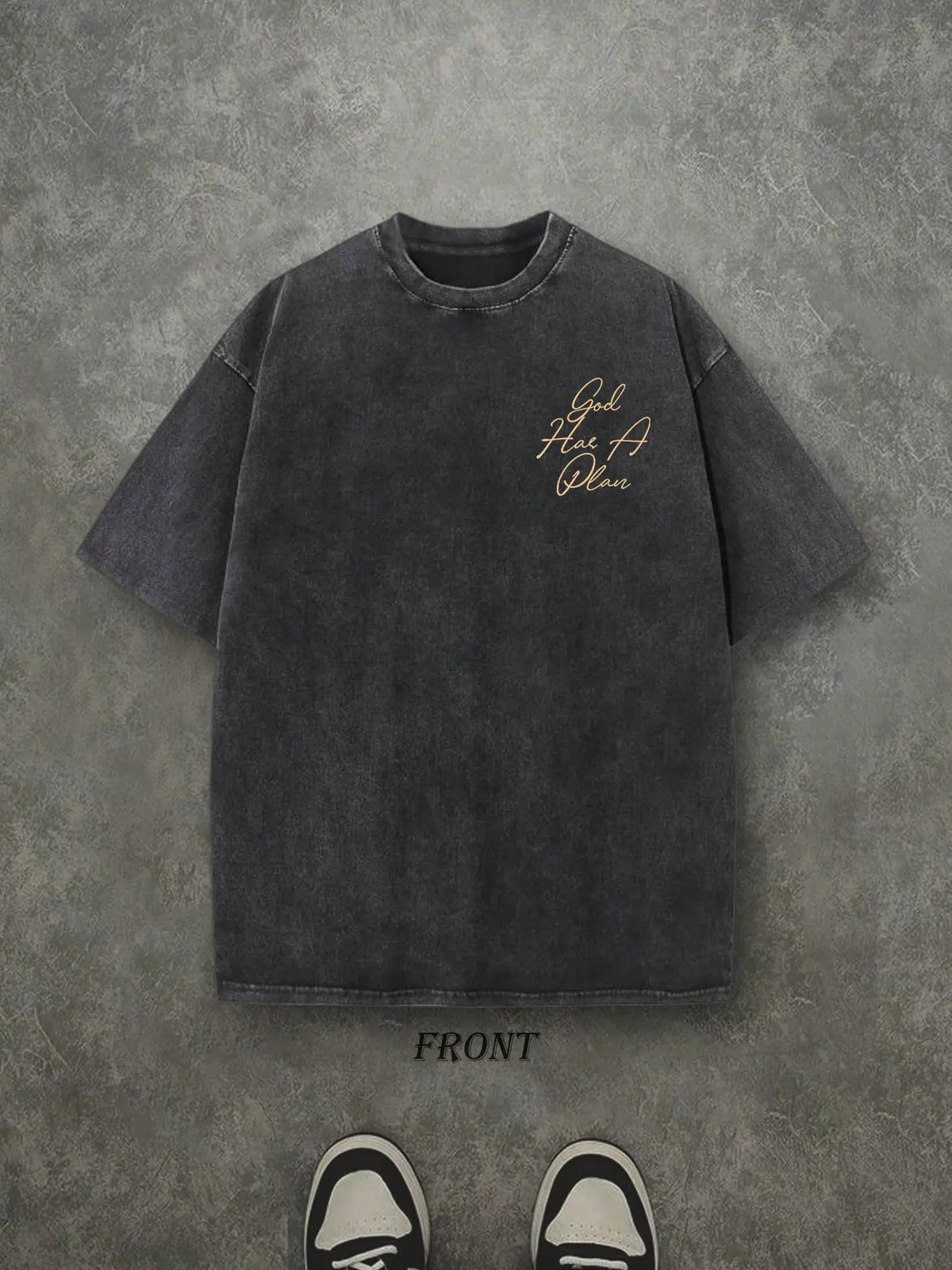 Vintage Washed "God Has a Plan" Double-Sided Print Tee | 230gsm Heavyweight Christian Streetwear, Unisex Wide-Shoulder Fit, High-Quality Cotton Casual Top for Men & Women