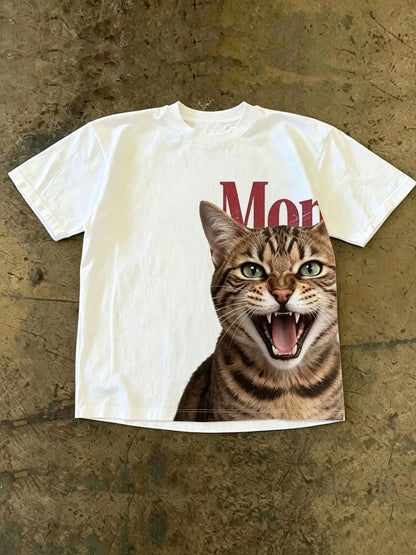 Men's Leopard Print T-Shirt, Casual Stylish Short-Sleeve Streetwear Top for Daily Wear, Hip-Hop Style