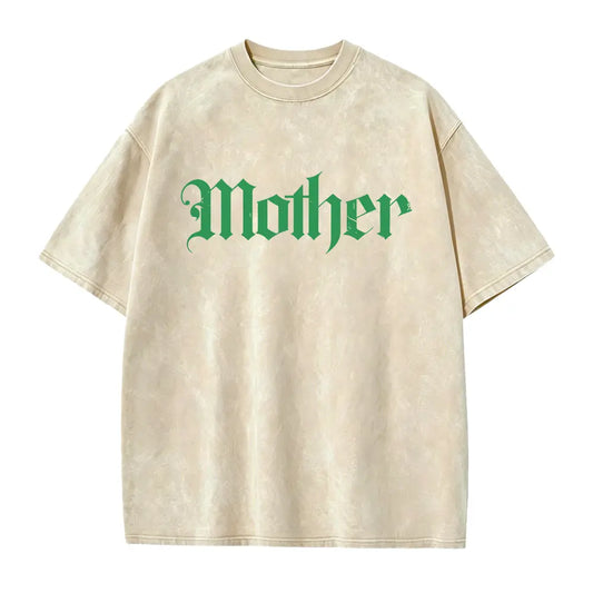 Mother Gothic Vintage Washed Black T-Shirt |   Oversized Streetwear Graphic Tee for Women |   Casual Everyday Top