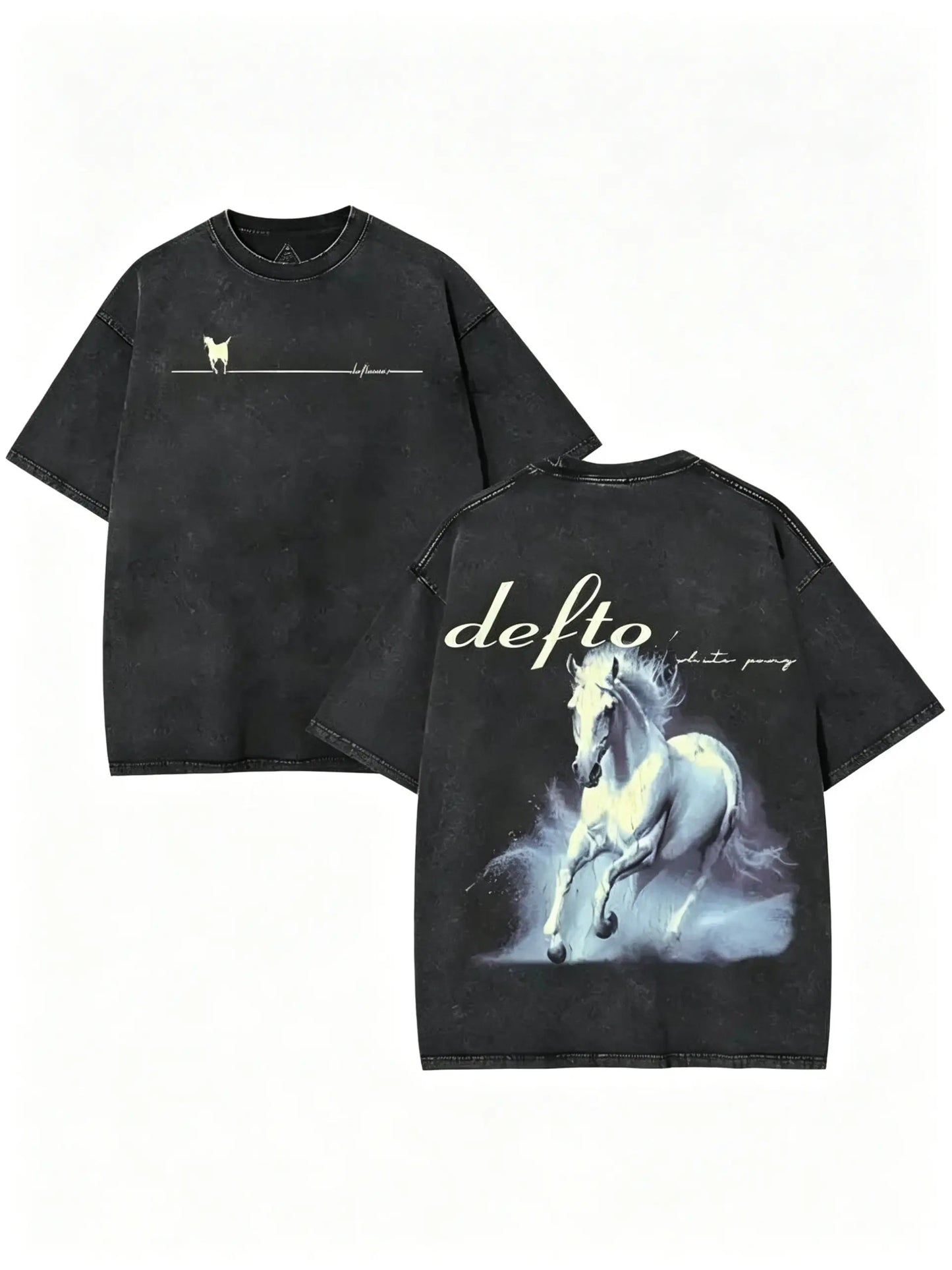 Unisex Retro Limited Vintage Washed T-Shirt, Rock with WHITE PONY Oversized Size Heavy Washed Cotton Tee, 90s Grunge Gothic Punk Y2K Rock Merch,father'sdaygifts Relaxed Fit Streetwear Clothes Soft