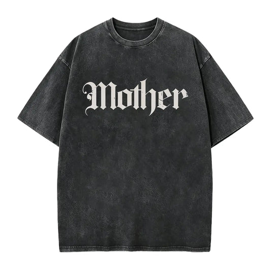 Mother Gothic Vintage Washed Black T-Shirt |   Oversized Streetwear Graphic Tee for Women |   Casual Everyday Top