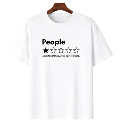 Unisex-Adults T-Shirt - Black,  Short Sleeve - Funny Review People One Star: Absolute  Would , Suitable for Mens & Womens Outdoor T-Shirt, 100%cotton,