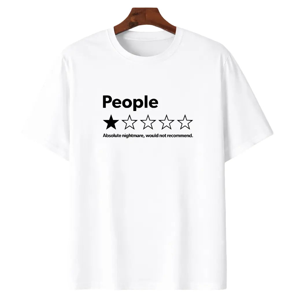 Unisex-Adults T-Shirt - Black,  Short Sleeve - Funny Review People One Star: Absolute  Would , Suitable for Mens & Womens Outdoor T-Shirt, 100%cotton,