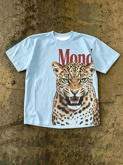 Men's Leopard Print T-Shirt, Casual Stylish Short-Sleeve Streetwear Top for Daily Wear, Hip-Hop Style