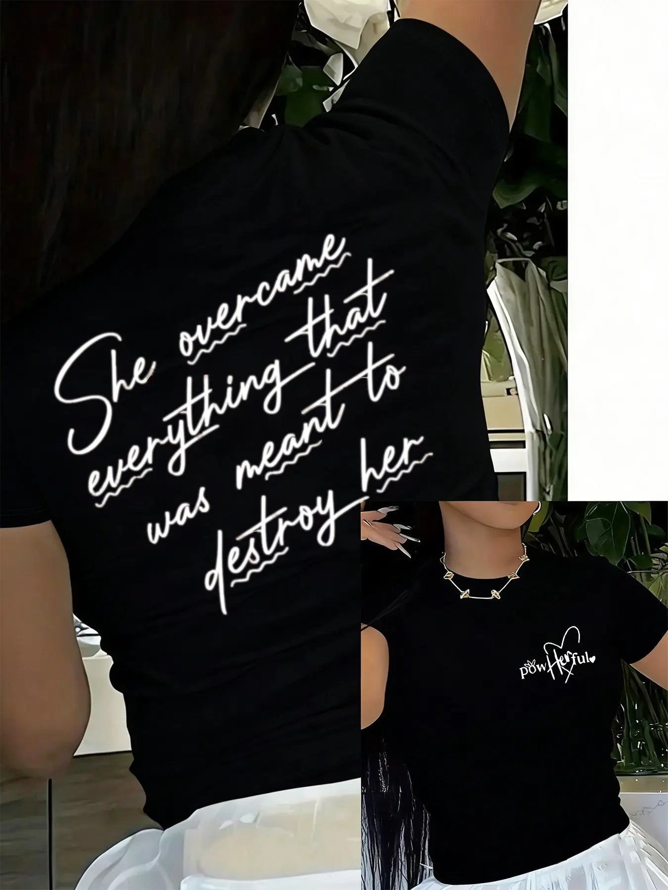 Women's Y2K Style Letter Print Round Neck Short Top, Fitted Motivational Slogan T-Shirt, Casual Everyday Streetwear for Daily Wear，short top