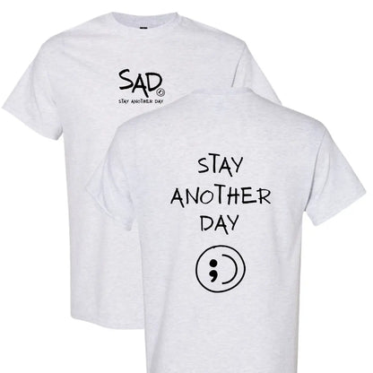 Stay Another Day Men's Graphic Cotton T-Shirt, Casual Streetwear Crewneck with Minimalist Style for Mental Health Awareness