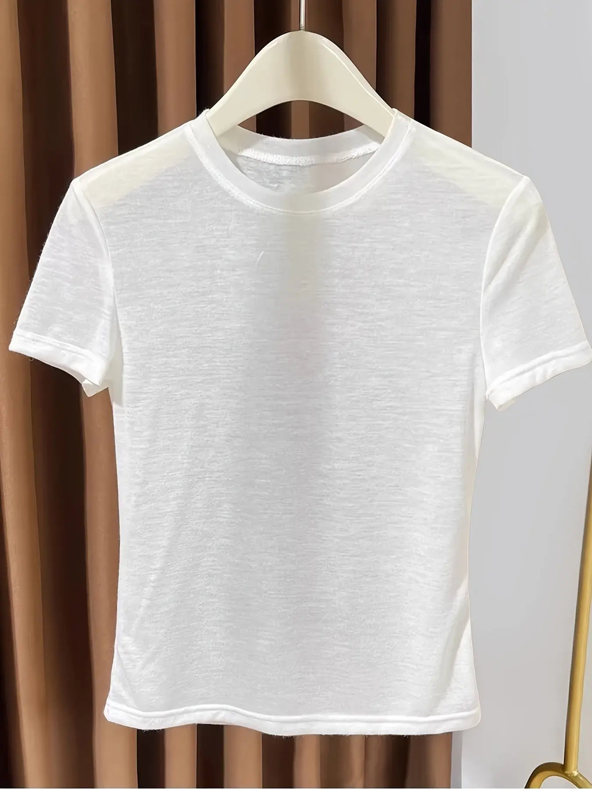 New Semi-Sheer Short Sleeve Top, Layering Piece, Casual Summer Wear, Round Neck Thin T-Shirt for Women, Stylish and Comfortable Clothes