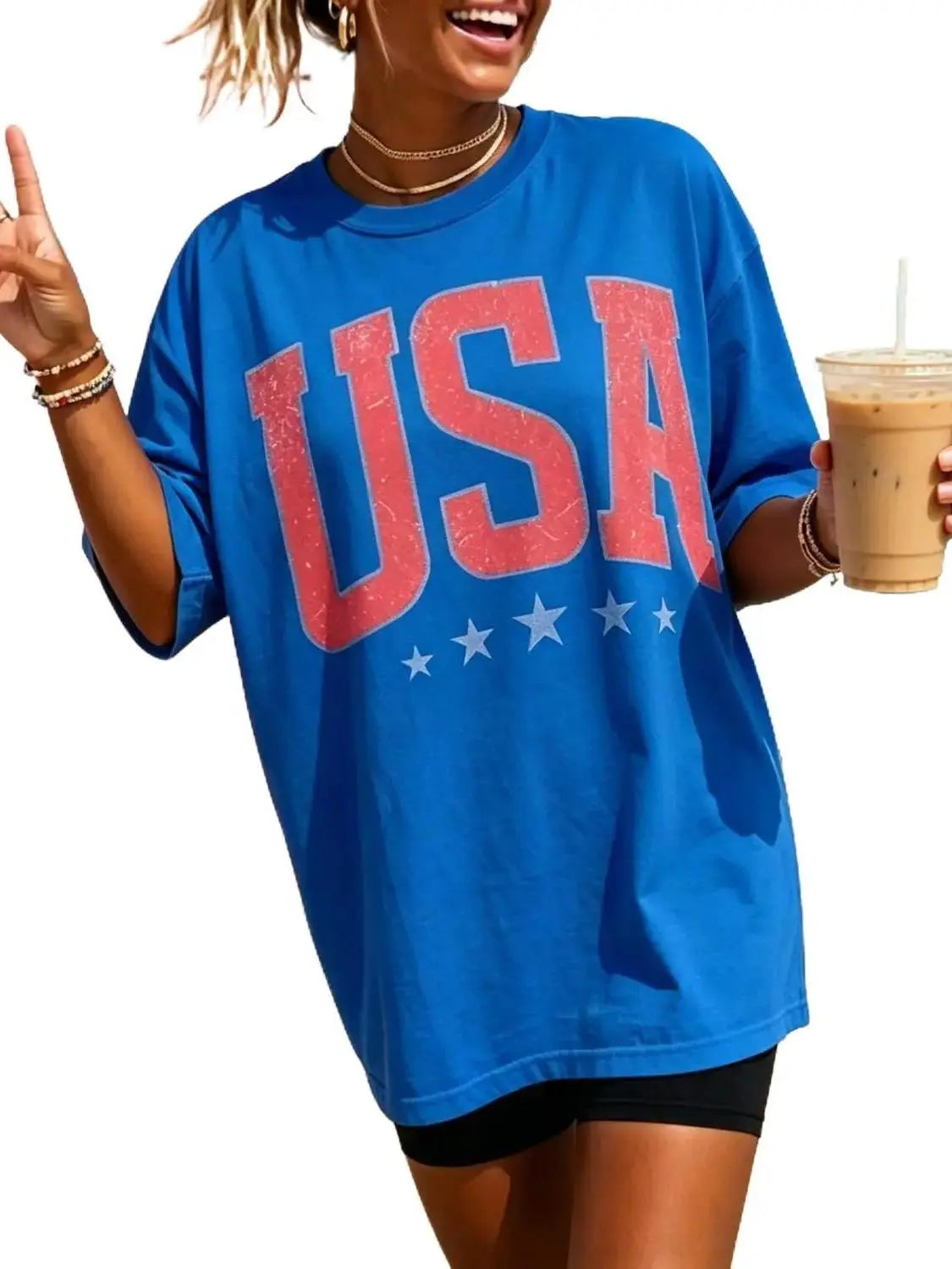 Retro America 4th Of July Shirt Preppy Fourth of July Tshirt Trendy Oversized USA Tee Aesthetic Patriotic Shirt Casual Summer Womenswear