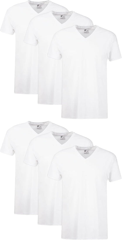 Hanes Men's Undershirts T-Shirt Pack, V-Neck Cotton Tees for Men, Moisture-Wicking, Odor Control, White Multi-Pack
