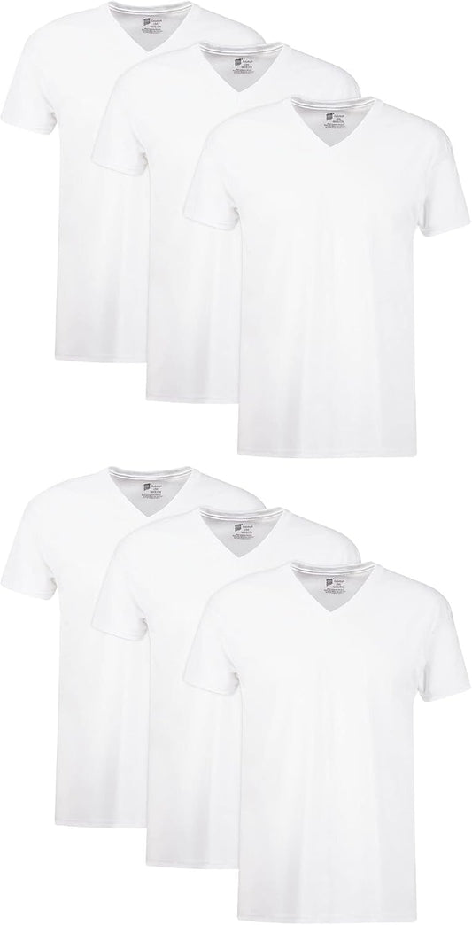Hanes Men's Undershirts T-Shirt Pack, V-Neck Cotton Tees for Men, Moisture-Wicking, Odor Control, White Multi-Pack