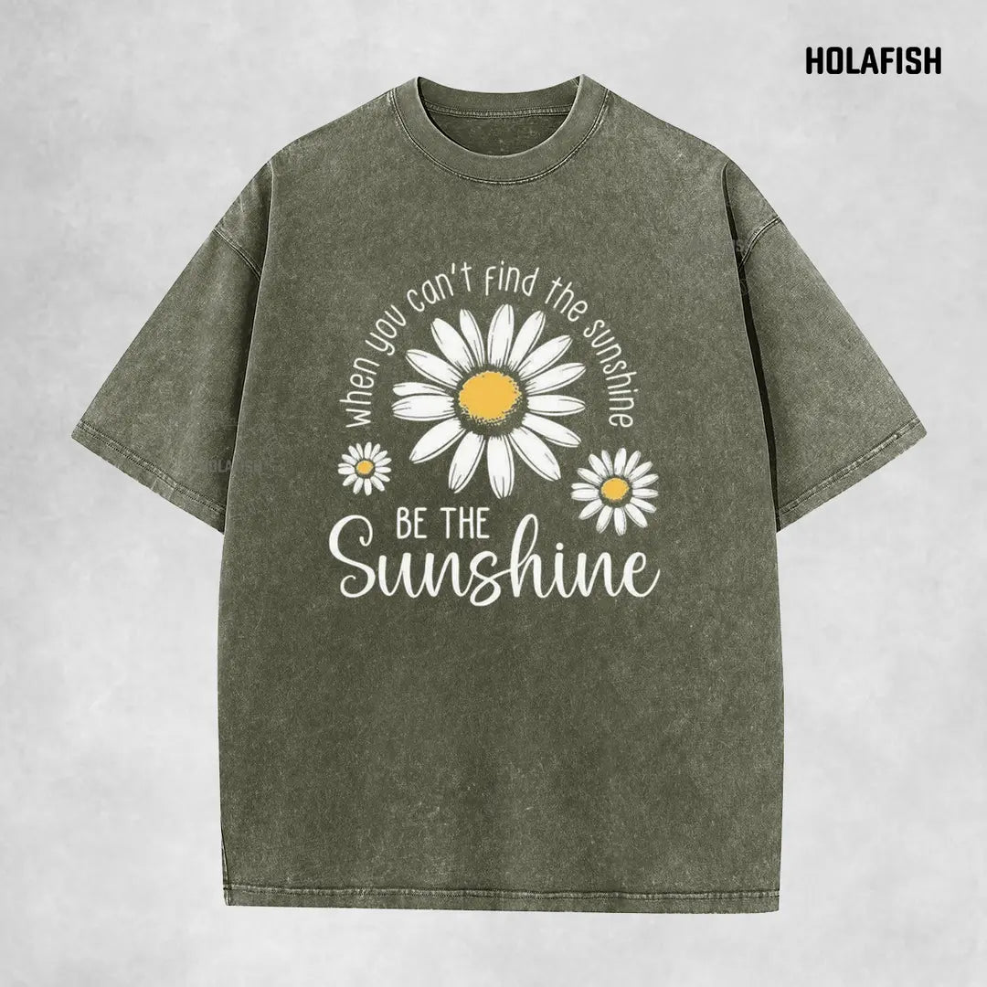 Holafish Women's Acid Washed Vintage Cotton T-Shirt - Unisex Relaxed Fit Shortsleeve Layer Top with Trendy Graphic, Durable Fabric, Pairable with Jeans