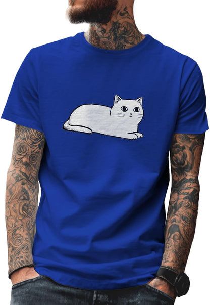 domirica Men's Solid 100% Cotton Graphic Short Sleeve Crewneck Big and Tall Summer Breathable Quick Dry Gym Casual Top