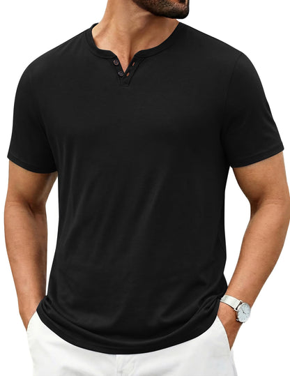 COOFANDY Men's T Shirts Short Sleeve Casual V Neck T-Shirt Soft Notch Neck Tee Classic Plain Shirts