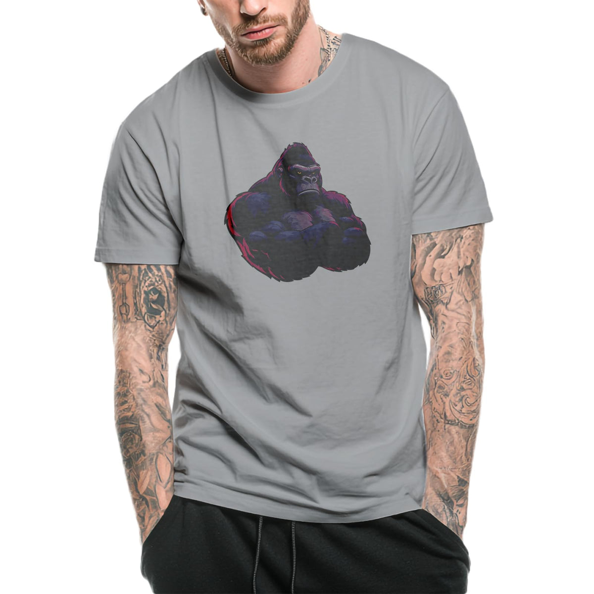 domirica Men's Solid 100% Cotton Graphic Short Sleeve Crewneck Big and Tall Summer Breathable Quick Dry Gym Casual Top