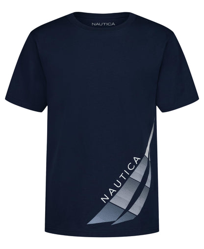 Nautica Boys' Short Sleeve J-Class Logo Crew Neck T-Shirt, Soft, Comfortable, Relaxed Fit