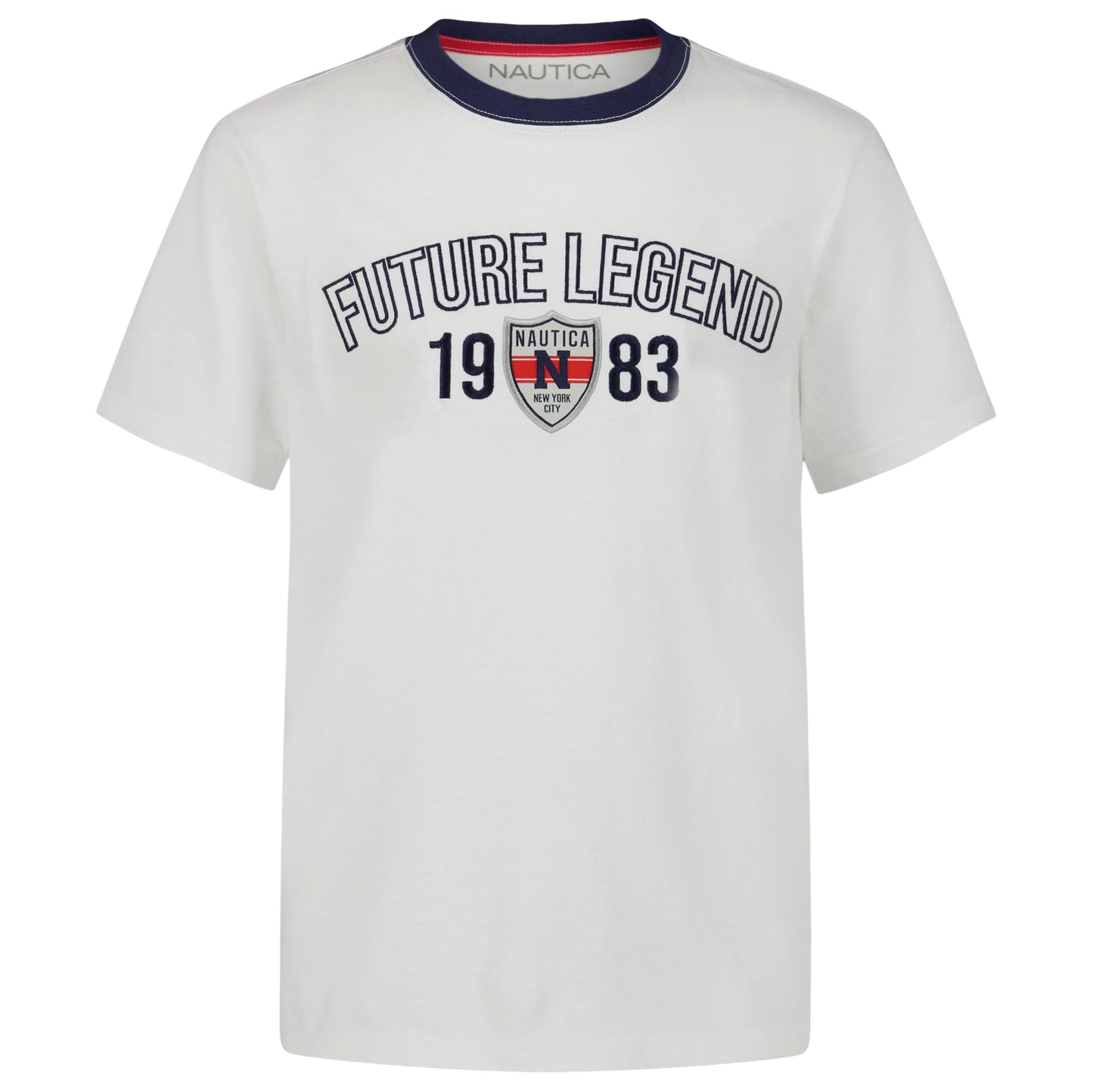 Nautica Boys' Short Sleeve J-Class Logo Crew Neck T-Shirt, Soft, Comfortable, Relaxed Fit