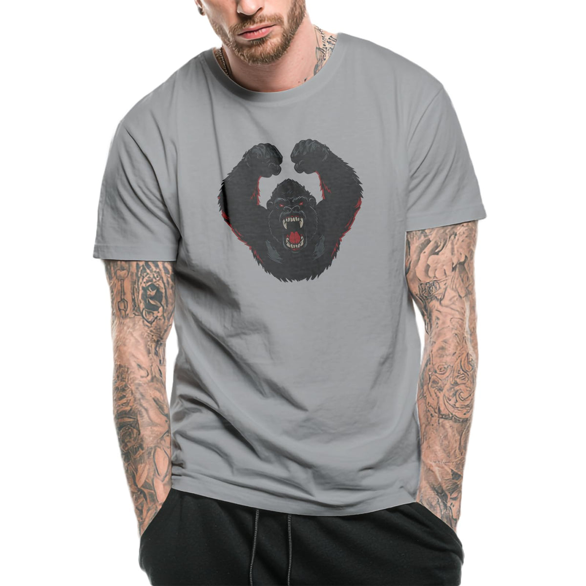 domirica Men's Solid 100% Cotton Graphic Short Sleeve Crewneck Big and Tall Summer Breathable Quick Dry Gym Casual Top