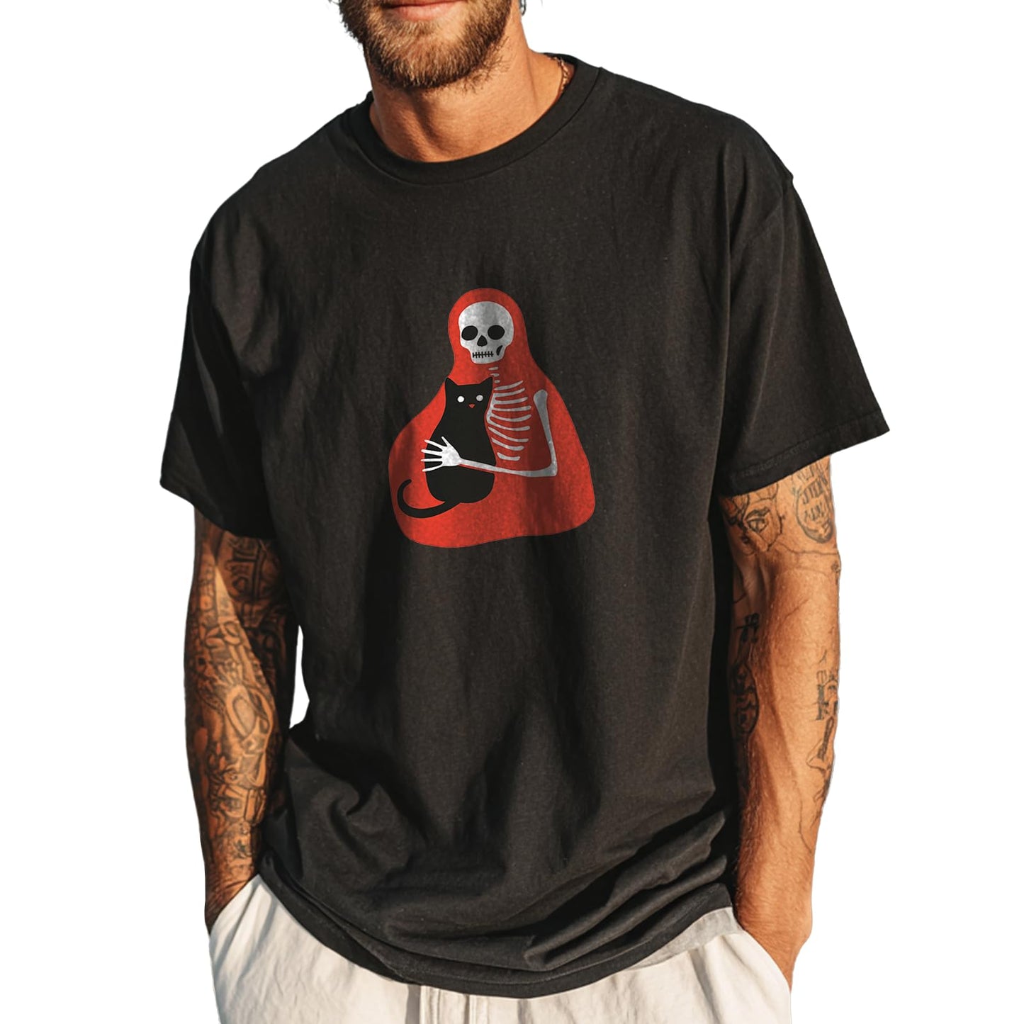domirica Men's Solid 100% Cotton Graphic Short Sleeve Crewneck Big and Tall Summer Breathable Quick Dry Gym Casual Top