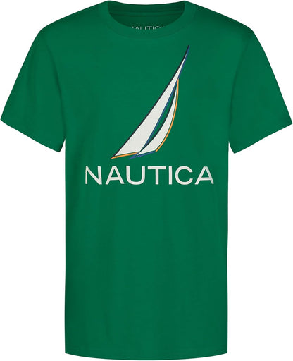 Nautica Boys' Short Sleeve J-Class Logo Crew Neck T-Shirt, Soft, Comfortable, Relaxed Fit