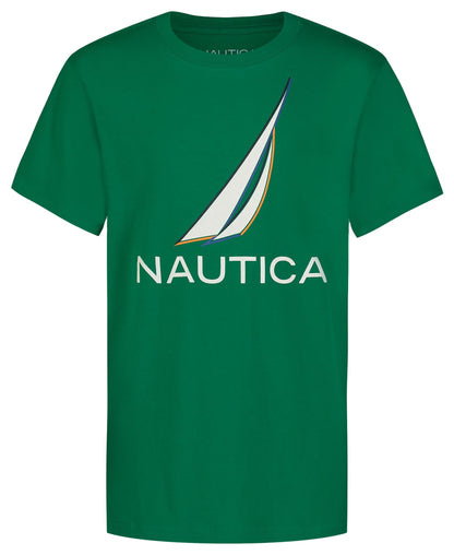 Nautica Boys' Short Sleeve J-Class Logo Crew Neck T-Shirt, Soft, Comfortable, Relaxed Fit