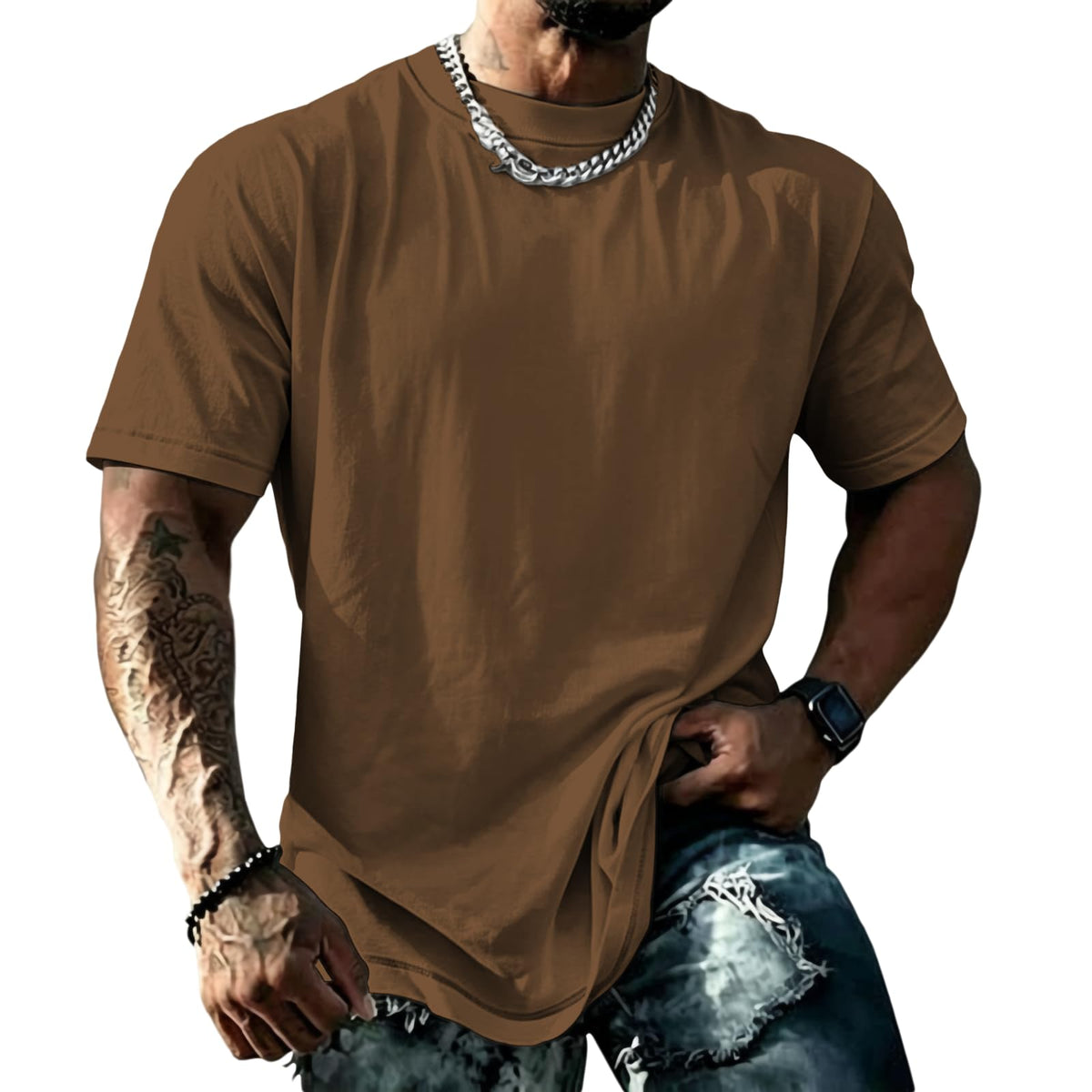 domirica Mens Muscle Fit Short Sleeve T Shirts Gym Workout Crewneck Novelty Print Quick Dry Athletic Shirt