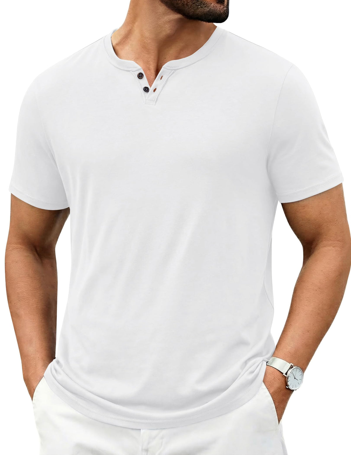 COOFANDY Men's T Shirts Short Sleeve Casual V Neck T-Shirt Soft Notch Neck Tee Classic Plain Shirts