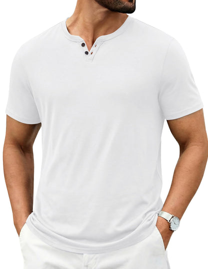 COOFANDY Men's T Shirts Short Sleeve Casual V Neck T-Shirt Soft Notch Neck Tee Classic Plain Shirts
