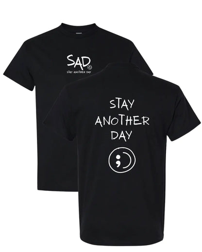 Stay Another Day Men's Graphic Cotton T-Shirt, Casual Streetwear Crewneck with Minimalist Style for Mental Health Awareness