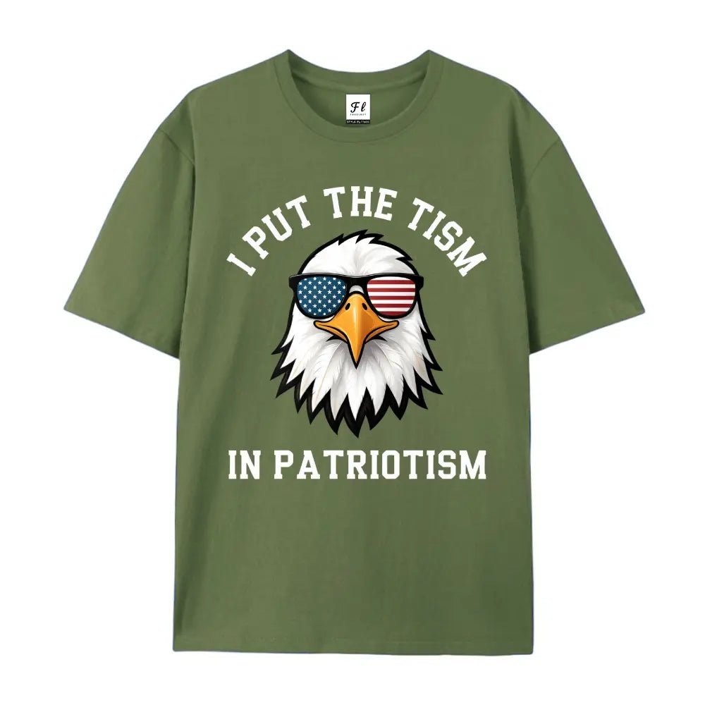 Put The Tism In Patriotism Athletic Eagle T-Shirt Unisex for Daily Wear 2026Funny Christmas Novelty Men's T-Shirt Summer Trendy Streetwear Fashion Top Quality Comfortable Casual Printed T-shirt Pure Cotton