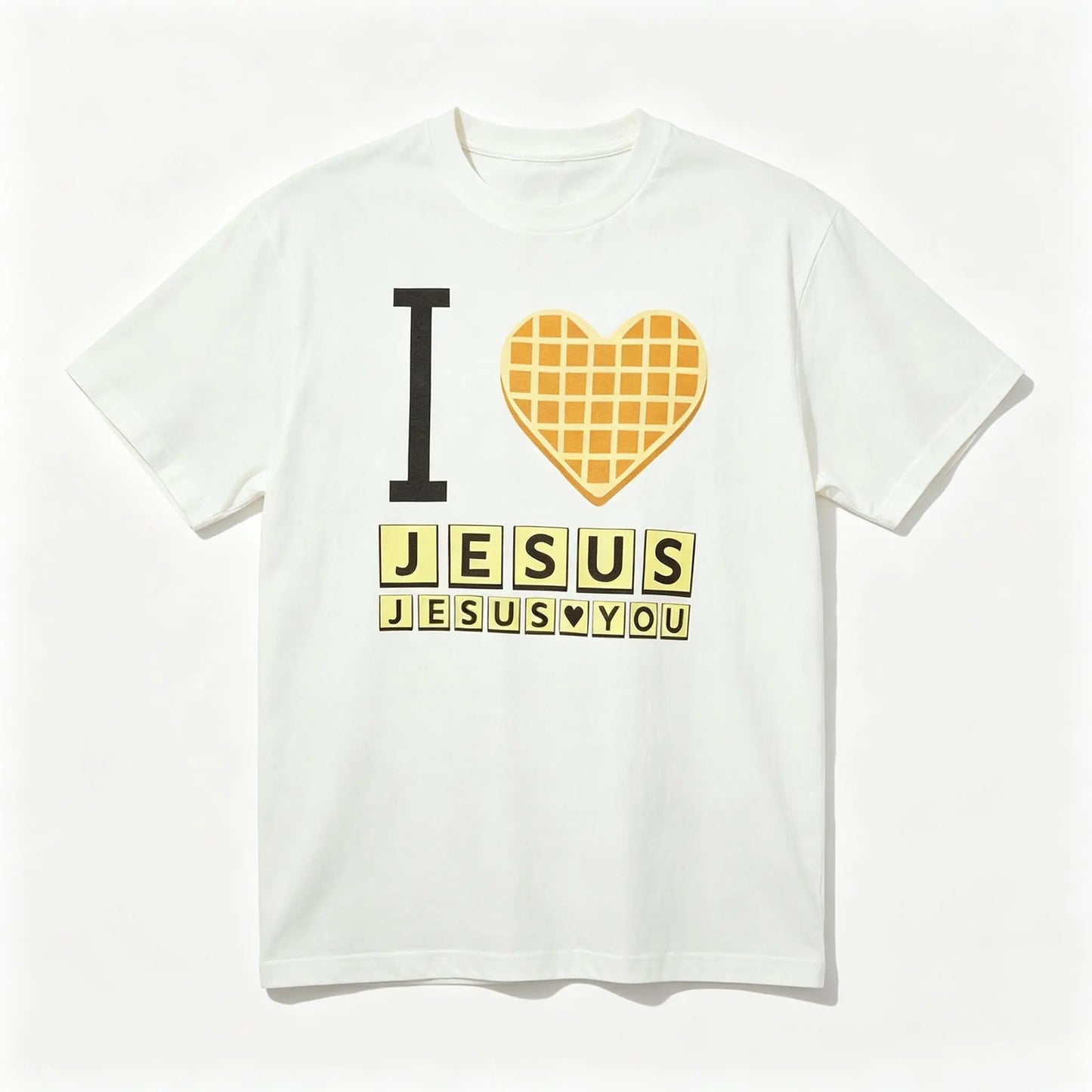 I Love Jesus Jesus Love You Waffle Comfort  Shirt, Bryce Crawford Merch, Christian Apparel Graphic Tee, Funny Christian Breakfast T-shirt, Unisex Casual 100% Cotton  Inspirational Quote TShirt, TikTok Viral Unisex