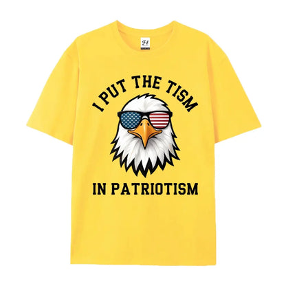 Put The Tism In Patriotism Athletic Eagle T-Shirt Unisex for Daily Wear 2026Funny Christmas Novelty Men's T-Shirt Summer Trendy Streetwear Fashion Top Quality Comfortable Casual Printed T-shirt Pure Cotton