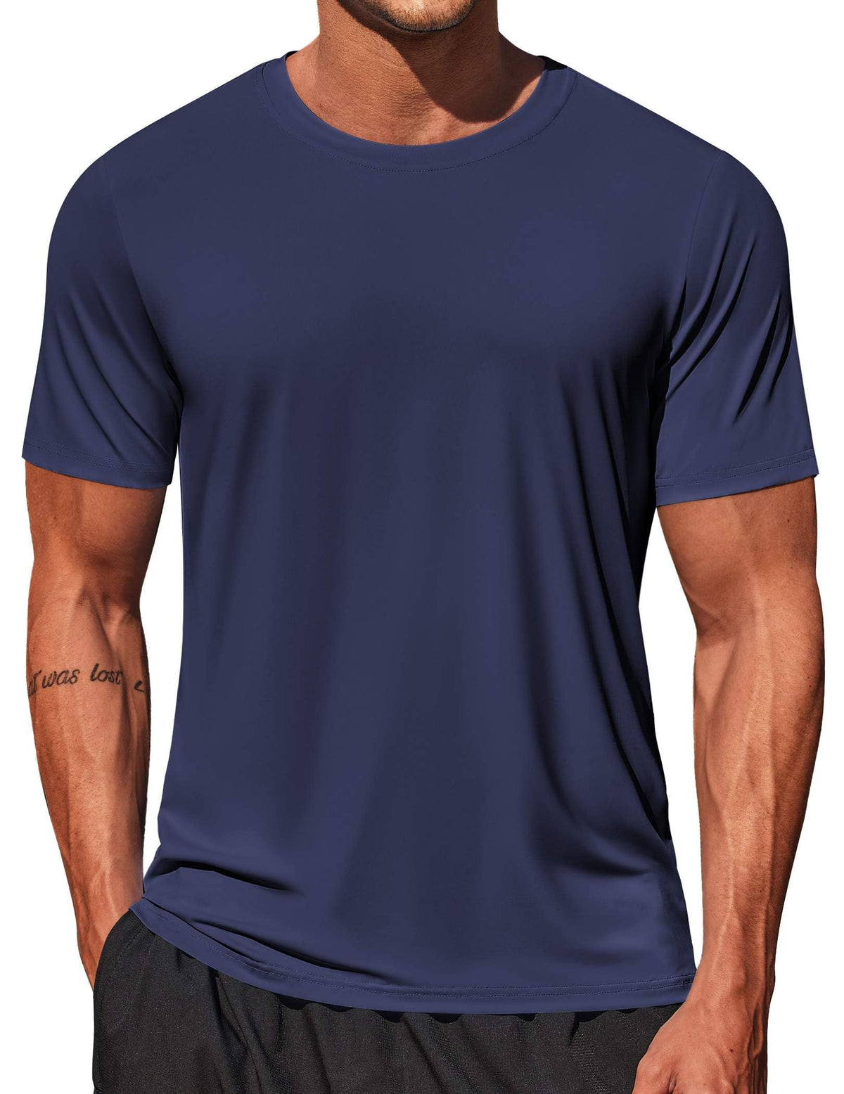 COOFANDY Men's Swim Shirt Short Sleeve UPF 50+ Sun Shirt Rash Guard T-Shirts Quick Dry Beach Shirts Breathable