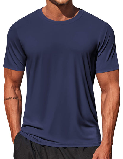 COOFANDY Men's Swim Shirt Short Sleeve UPF 50+ Sun Shirt Rash Guard T-Shirts Quick Dry Beach Shirts Breathable