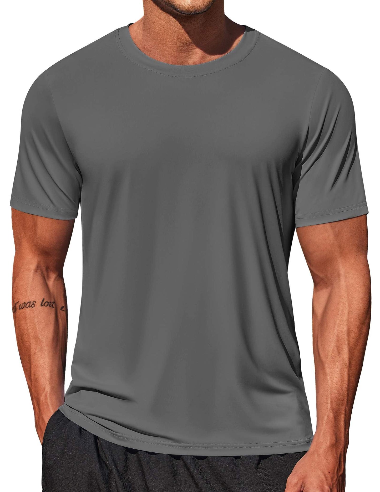 COOFANDY Men's Swim Shirt Short Sleeve UPF 50+ Sun Shirt Rash Guard T-Shirts Quick Dry Beach Shirts Breathable
