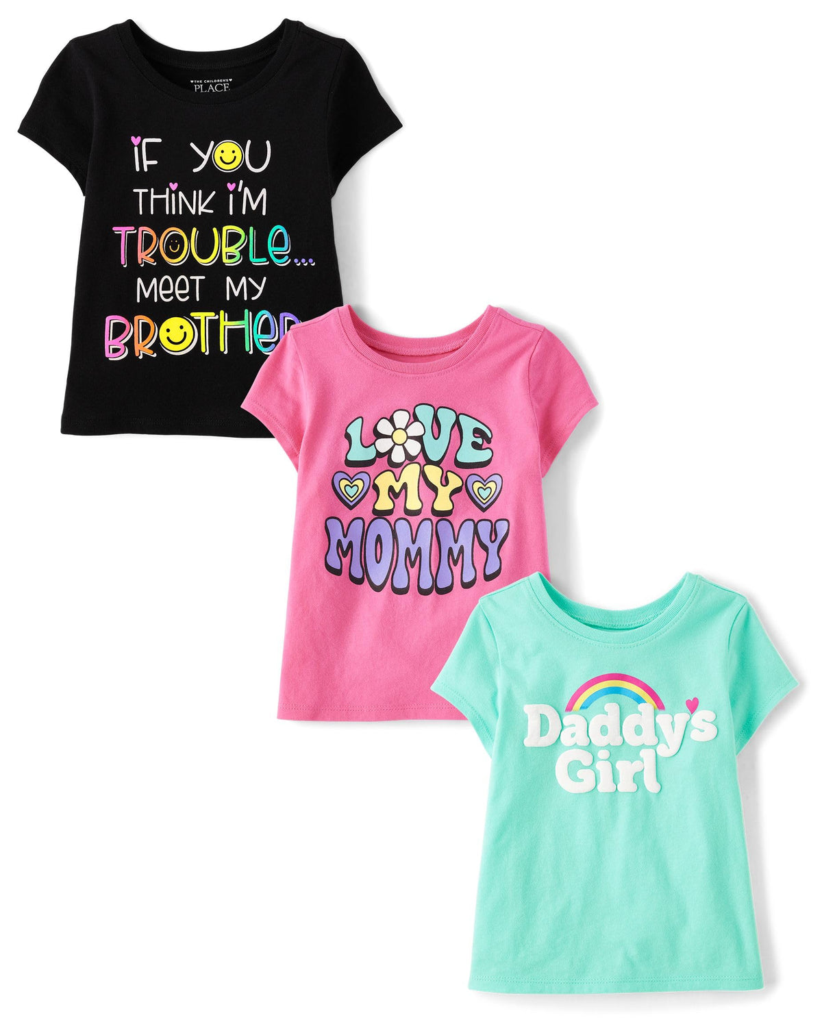 The Children's Place Baby Girls' and Toddler Unicorns,Butterflies,Trends Short Sleeve Graphic T-Shirts,3 Pack