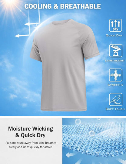 COOFANDY Mens Swim Shirt Short Sleeve UPF 50+ Sun Shirts Rash Guard Quick Dry Beach Water T Shirts for Men
