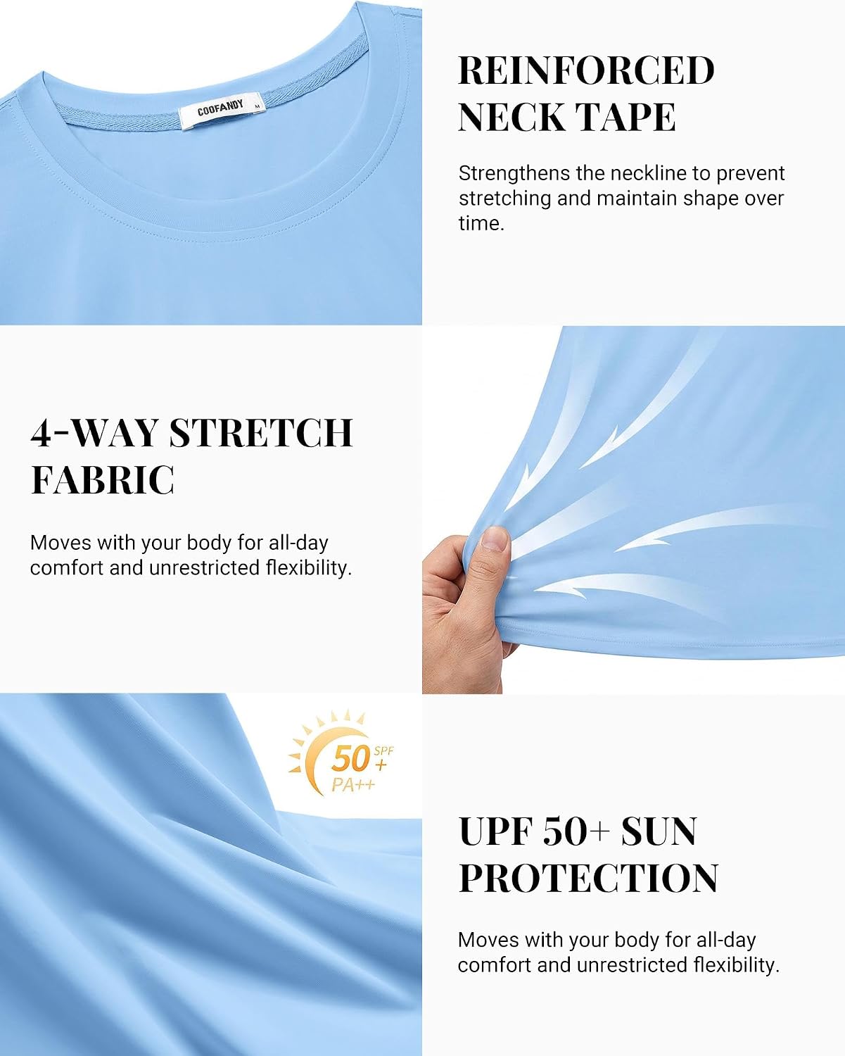 COOFANDY Men's Swim Shirt Short Sleeve UPF 50+ Sun Shirt Rash Guard T-Shirts Quick Dry Beach Shirts Breathable