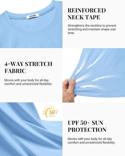 COOFANDY Men's Swim Shirt Short Sleeve UPF 50+ Sun Shirt Rash Guard T-Shirts Quick Dry Beach Shirts Breathable