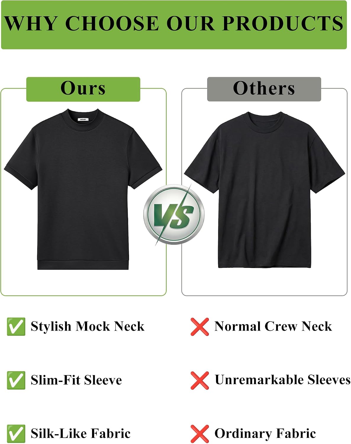 COOFANDY Men's Short Sleeve Mock Neck Pullover Sweaters Casual Stylish Slim Fit Basic Top Silk-Like Fabric