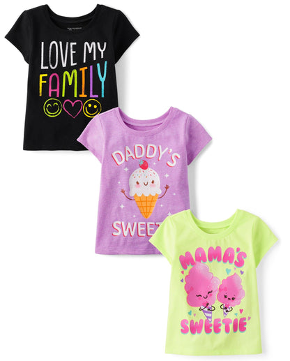 The Children's Place Baby Girls' and Toddler Unicorns,Butterflies,Trends Short Sleeve Graphic T-Shirts,3 Pack