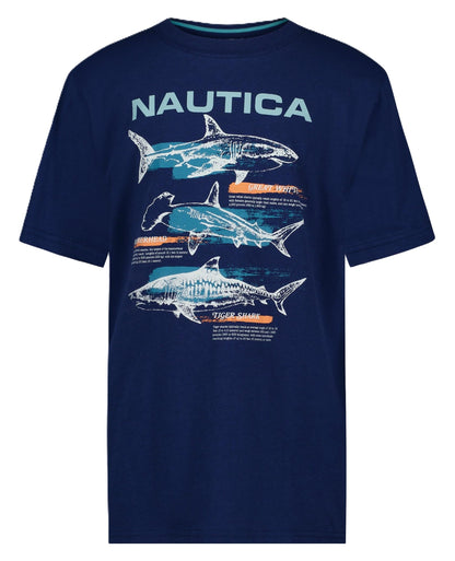 Nautica Boys' Short Sleeve J-Class Logo Crew Neck T-Shirt, Soft, Comfortable, Relaxed Fit