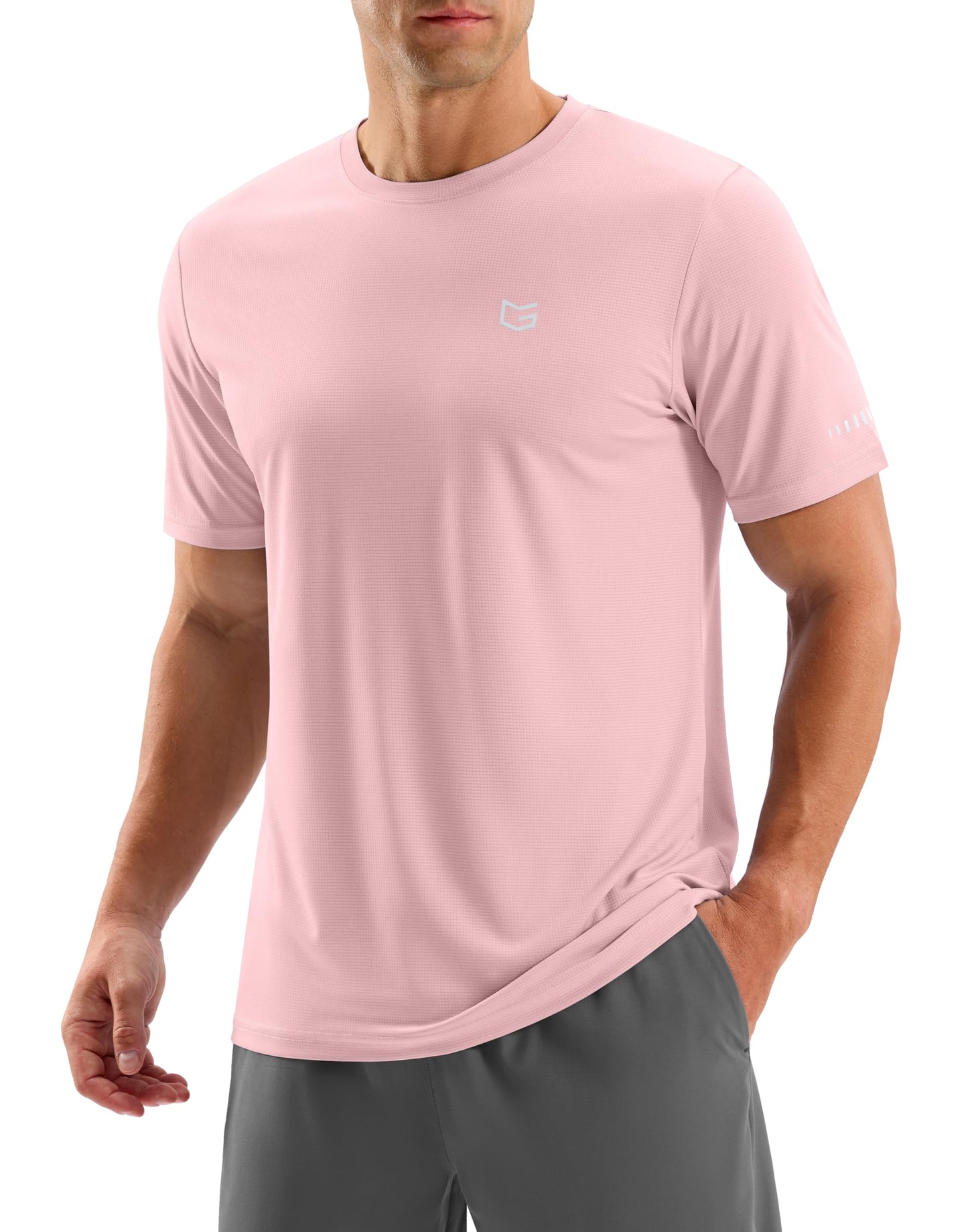 Men's Workout Breathable Grid T-Shirts Dry Fit UPF 50+ Sun Shirts Lightweight Cooling Tee for Athletic, Running, Hiking