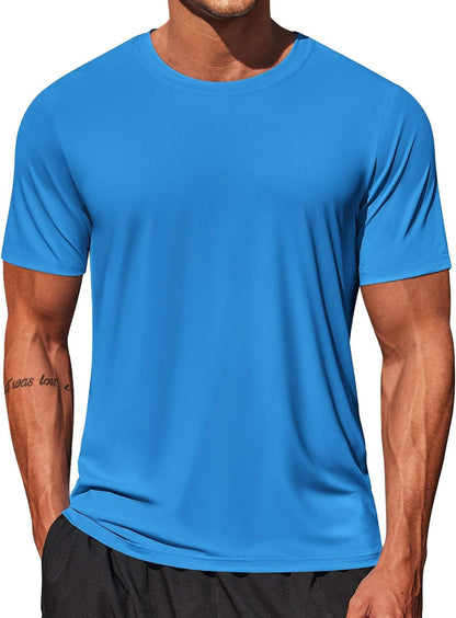 COOFANDY Men's Swim Shirt Short Sleeve UPF 50+ Sun Shirt Rash Guard T-Shirts Quick Dry Beach Shirts Breathable